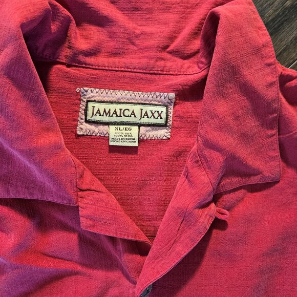 JAMAICA JAXX Men's 100% Silk Short Sleeved Red Shirt SIZE XL - Picture 2 of 4